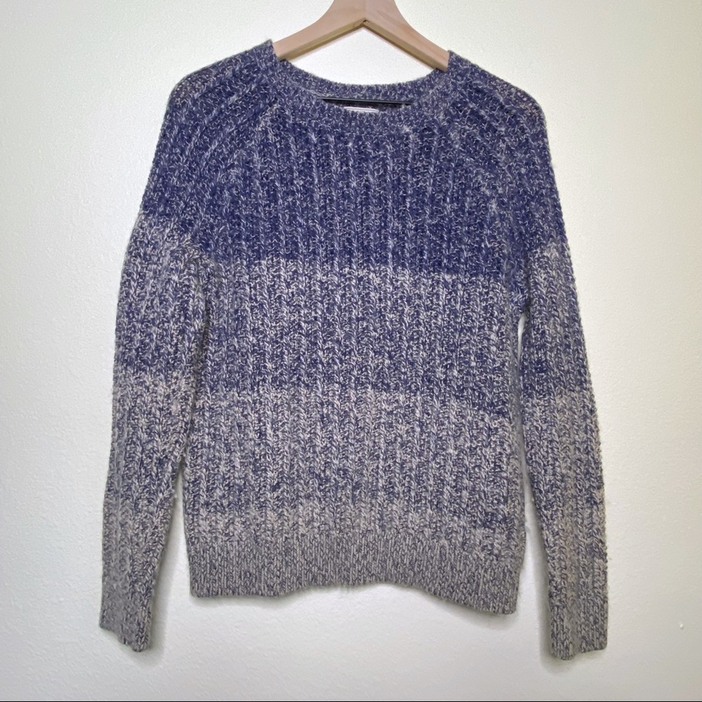 Lucky Brand Sweater - Blue Ombré Striped Pullover Sweater Medium